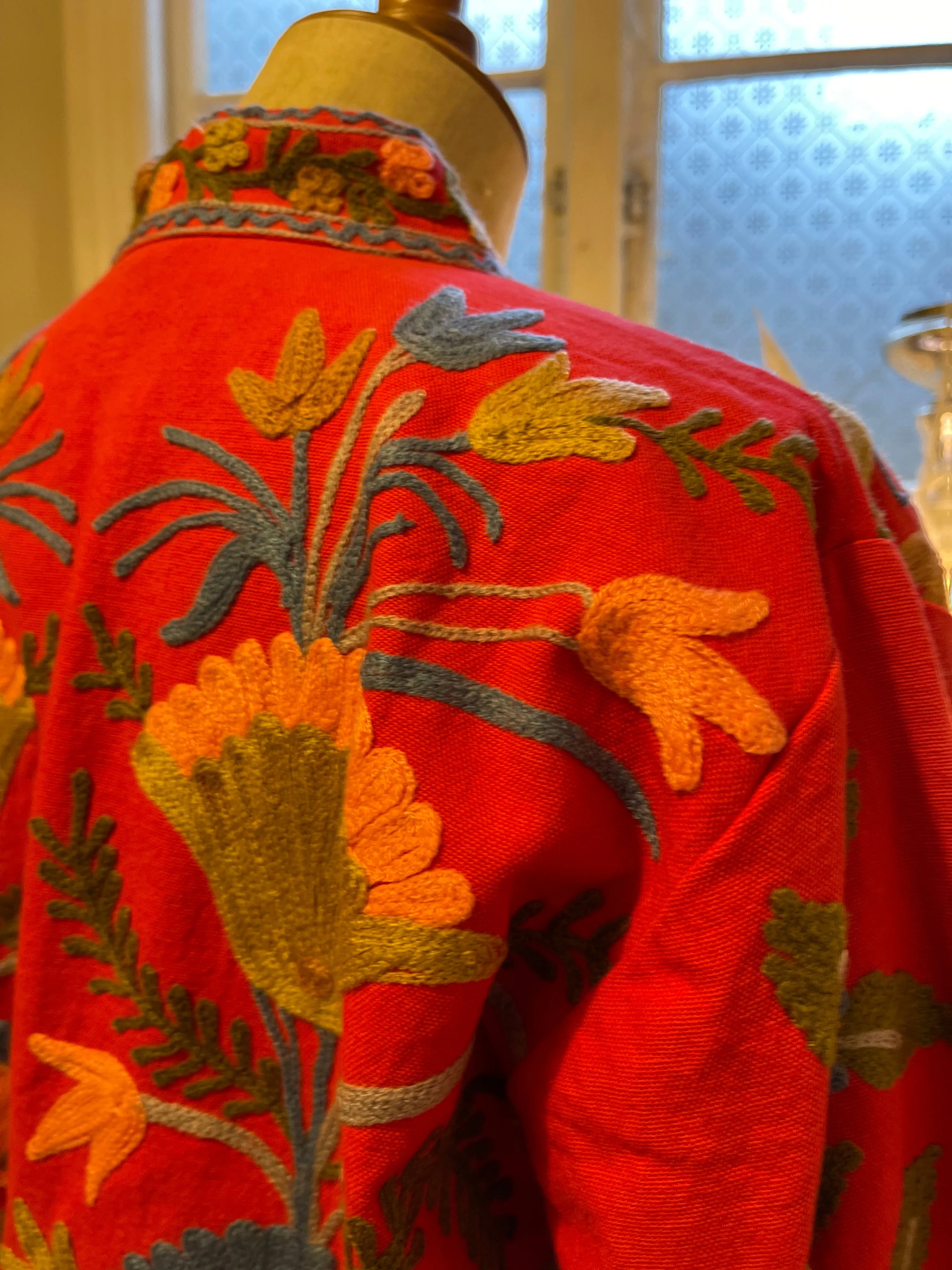 Suzani Tribal Jacket Short - Cerise/Apricot