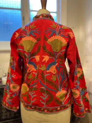 Suzani Tribal Jacket Short - Cerise/Apricot