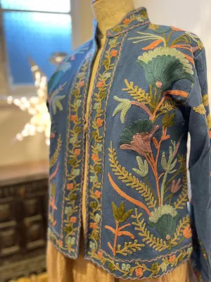 Suzani Tribal Jacket Short - Moonlight Sky