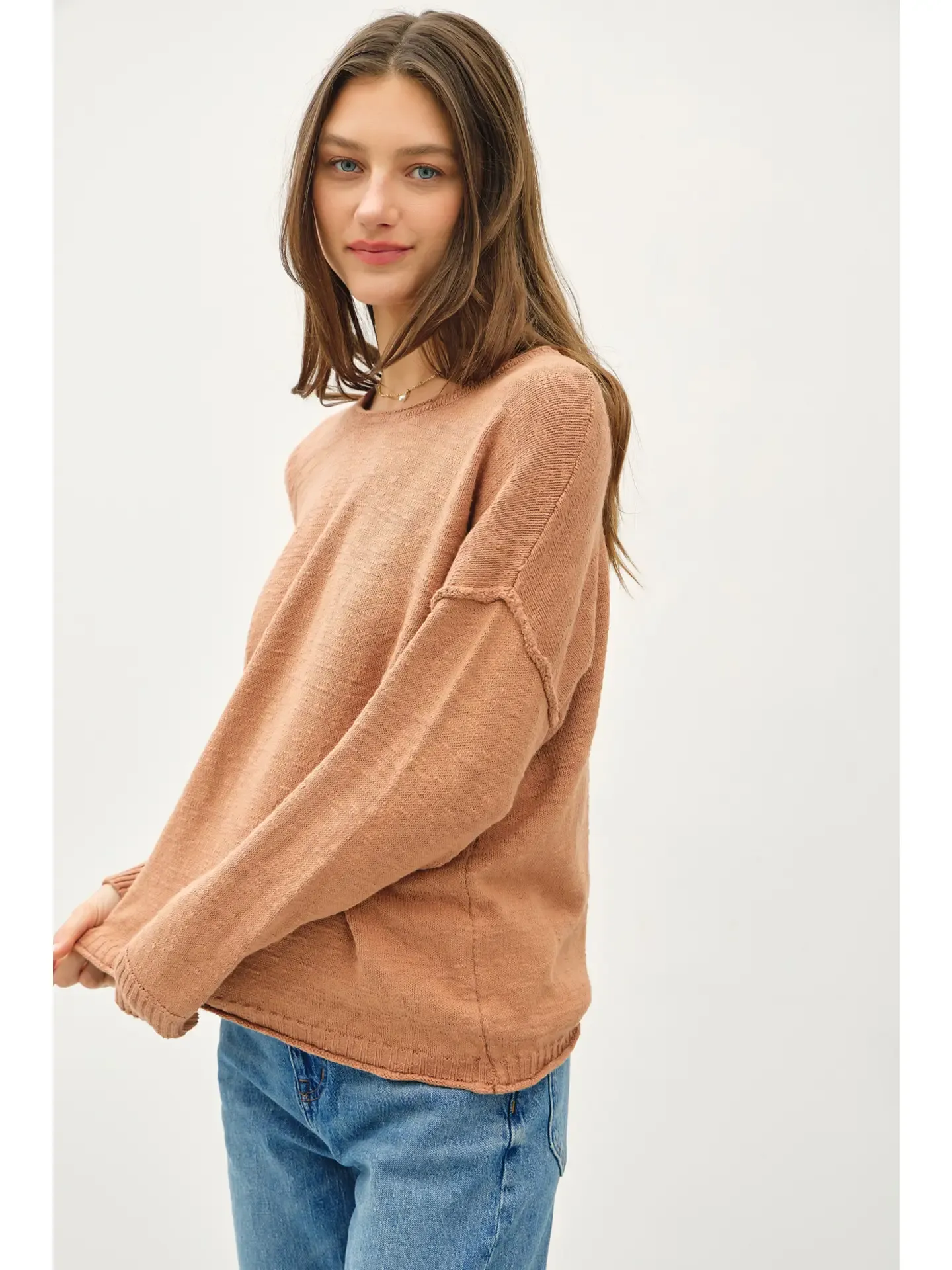 Terracotta Inside Out Drop Shoulder Sweater