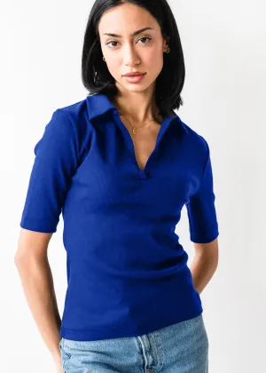 The Rib Polo Shirt in Azure
