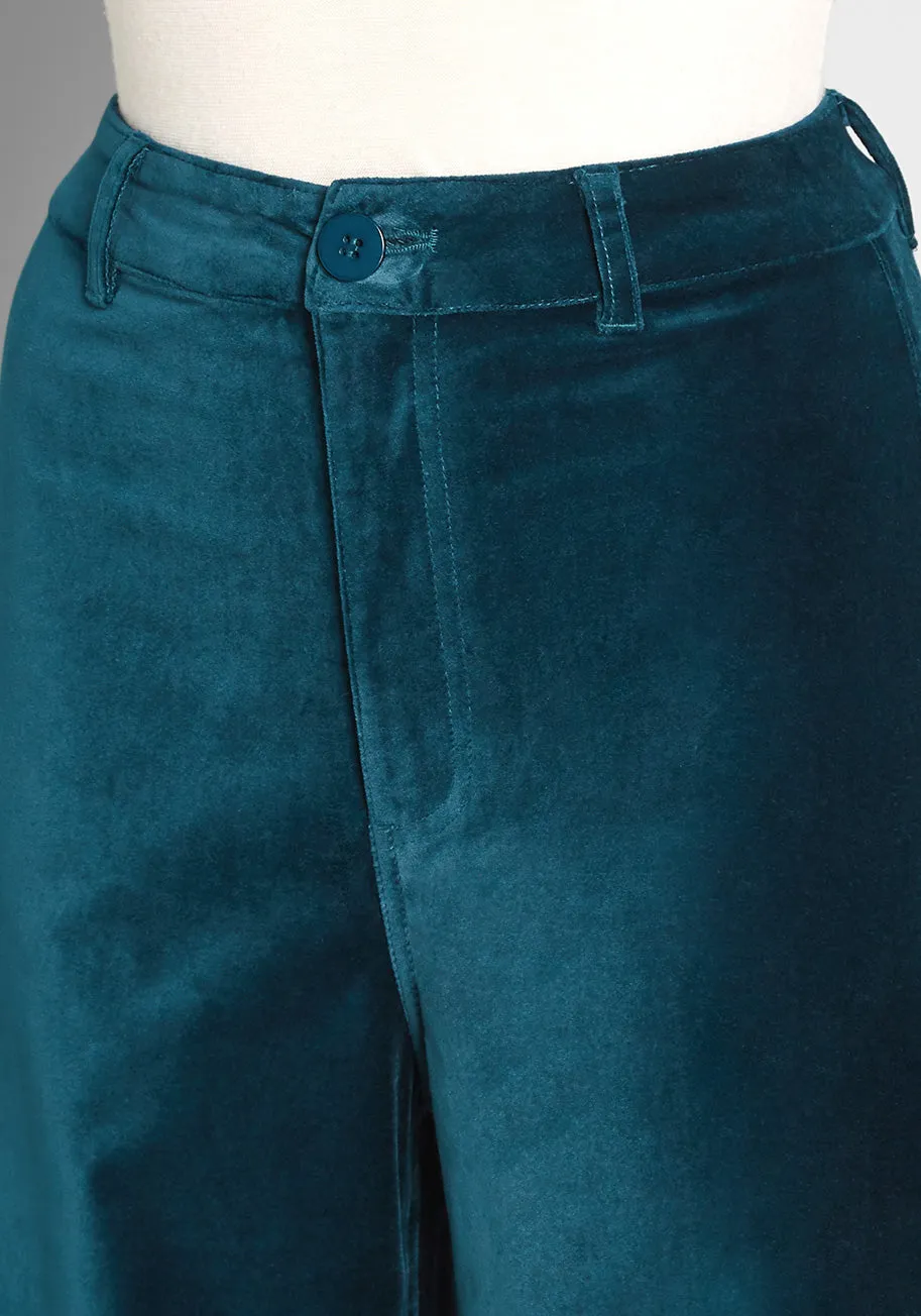 The 'Teal' Deal Velvet Wide-Leg Pants