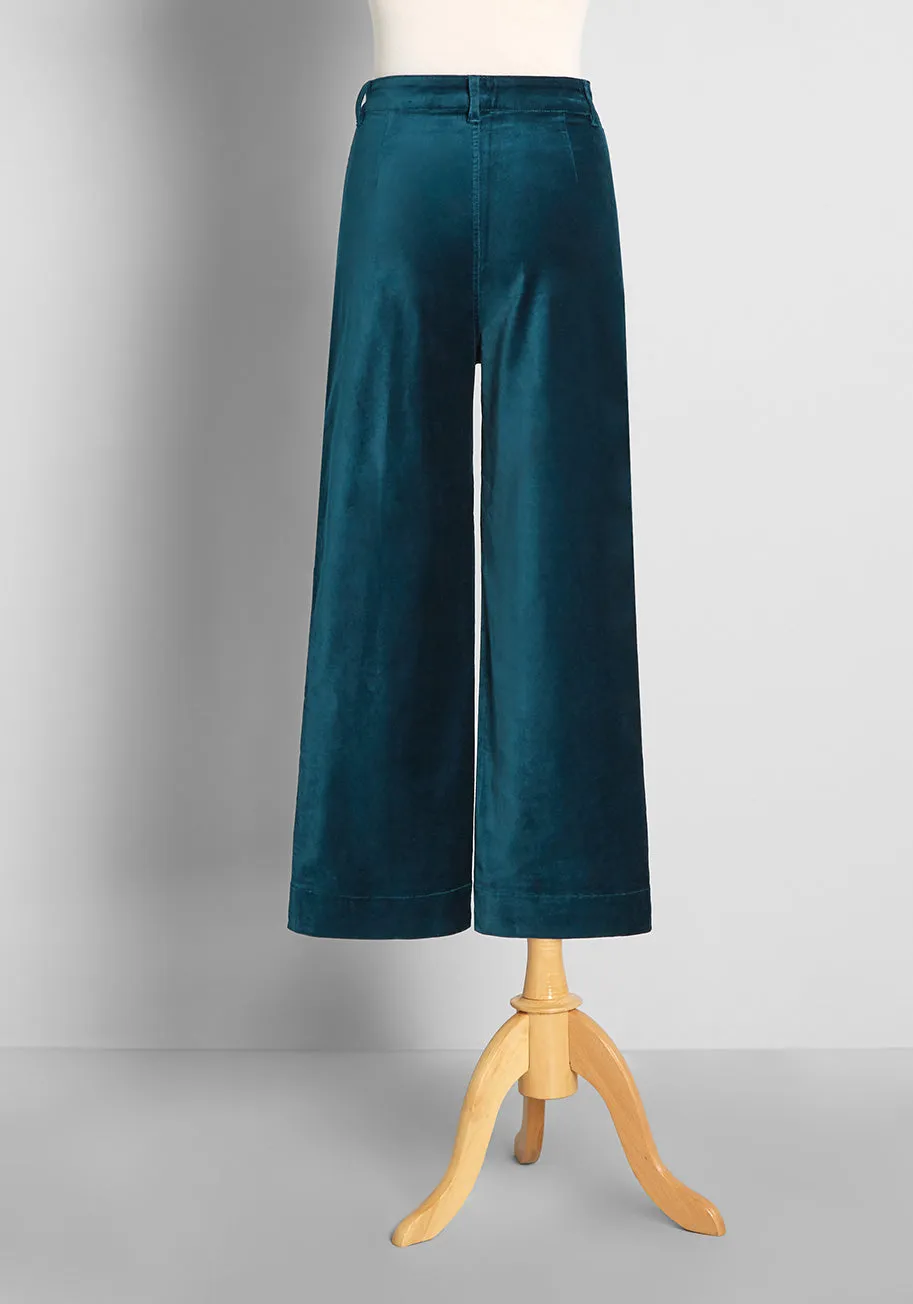 The 'Teal' Deal Velvet Wide-Leg Pants