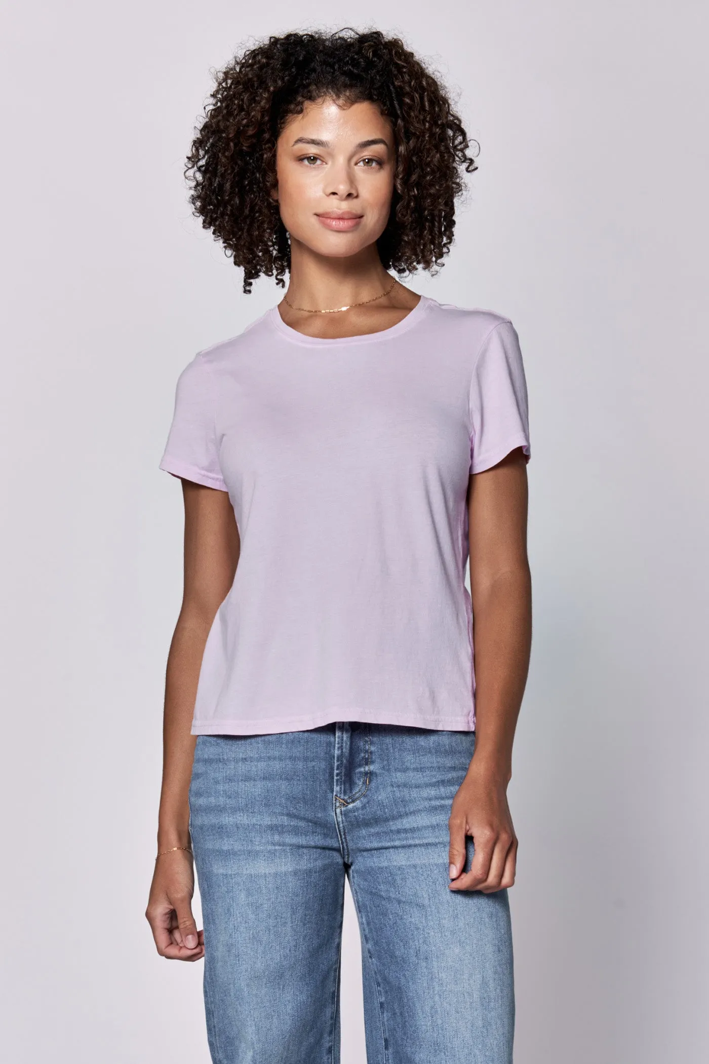 UNITY CREW NECK SHORT SLEEVE RELAXED FIT TOP ORCHID BLOOM