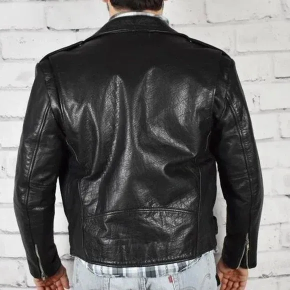 Vintage David Bowie 80s Black Leather Punk Style Motorcycle Jacket