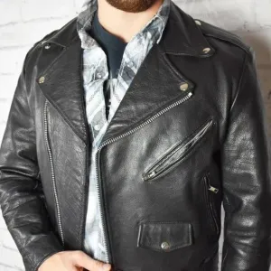 Vintage David Bowie 80s Black Leather Punk Style Motorcycle Jacket