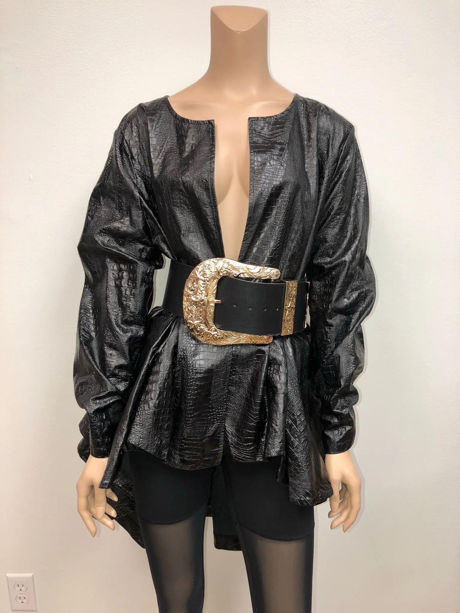 Vintage Jessica Faux Leather Peplum Jacket Size Free up to 3x