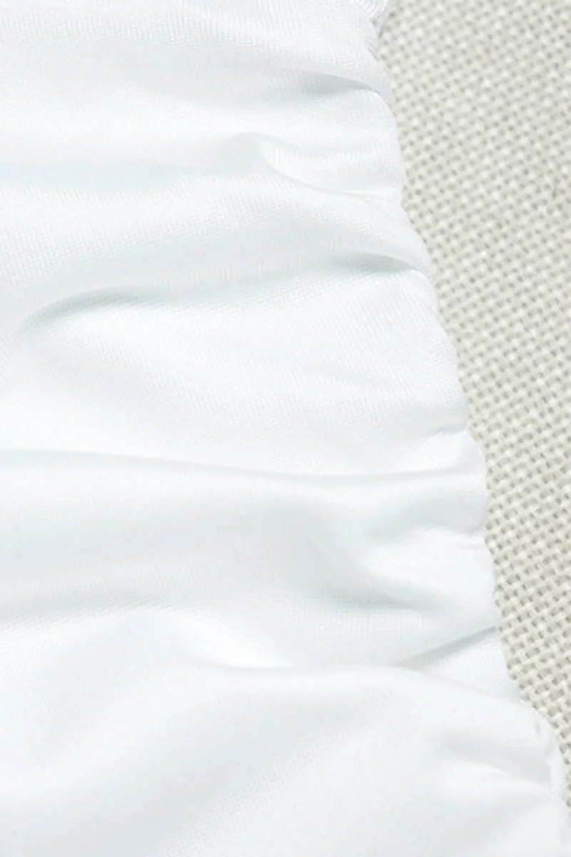 White Mesh Patchwork Long Sleeve Maxi Dress