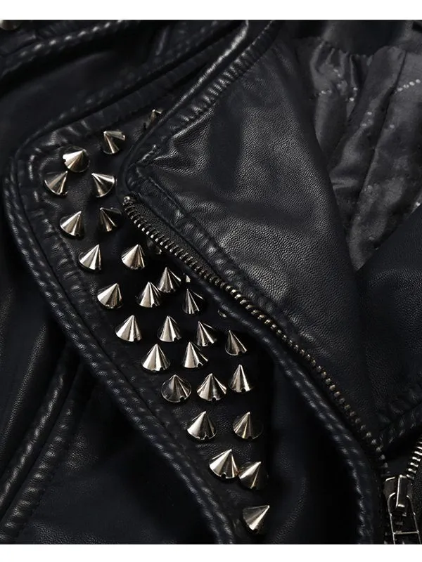 WOMEN’S PUNK STYLISH STUDDED LEATHER JACKET BY TJS