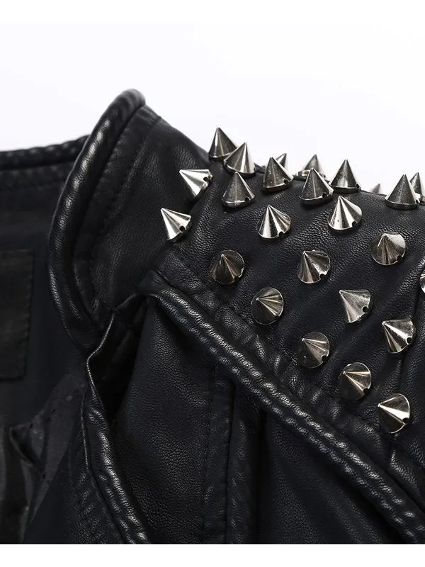 WOMEN’S PUNK STYLISH STUDDED LEATHER JACKET BY TJS