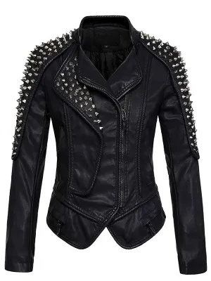 WOMEN’S PUNK STYLISH STUDDED LEATHER JACKET BY TJS