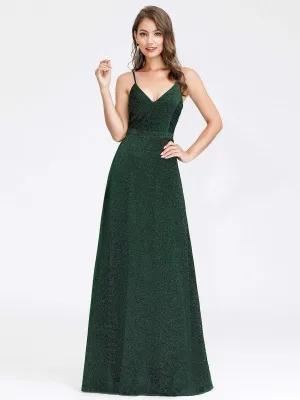 Women's V-Neck Spaghetti Straps Stretchy Evening Dress
